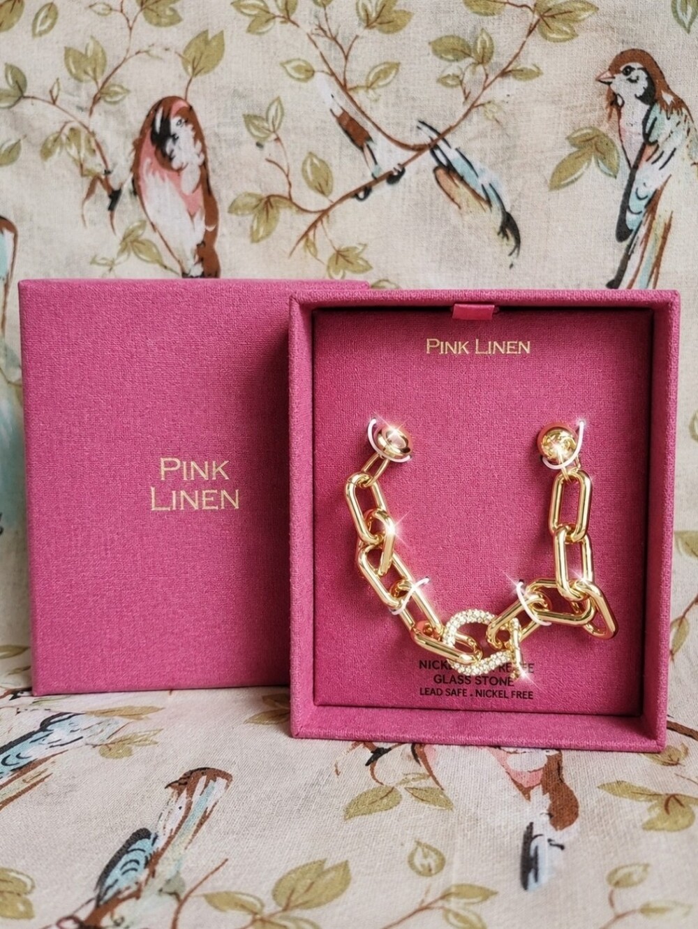 Pink Linen Brand Gold Tone Plated Clear Rhinestones U Shape Shackle Horse Equine